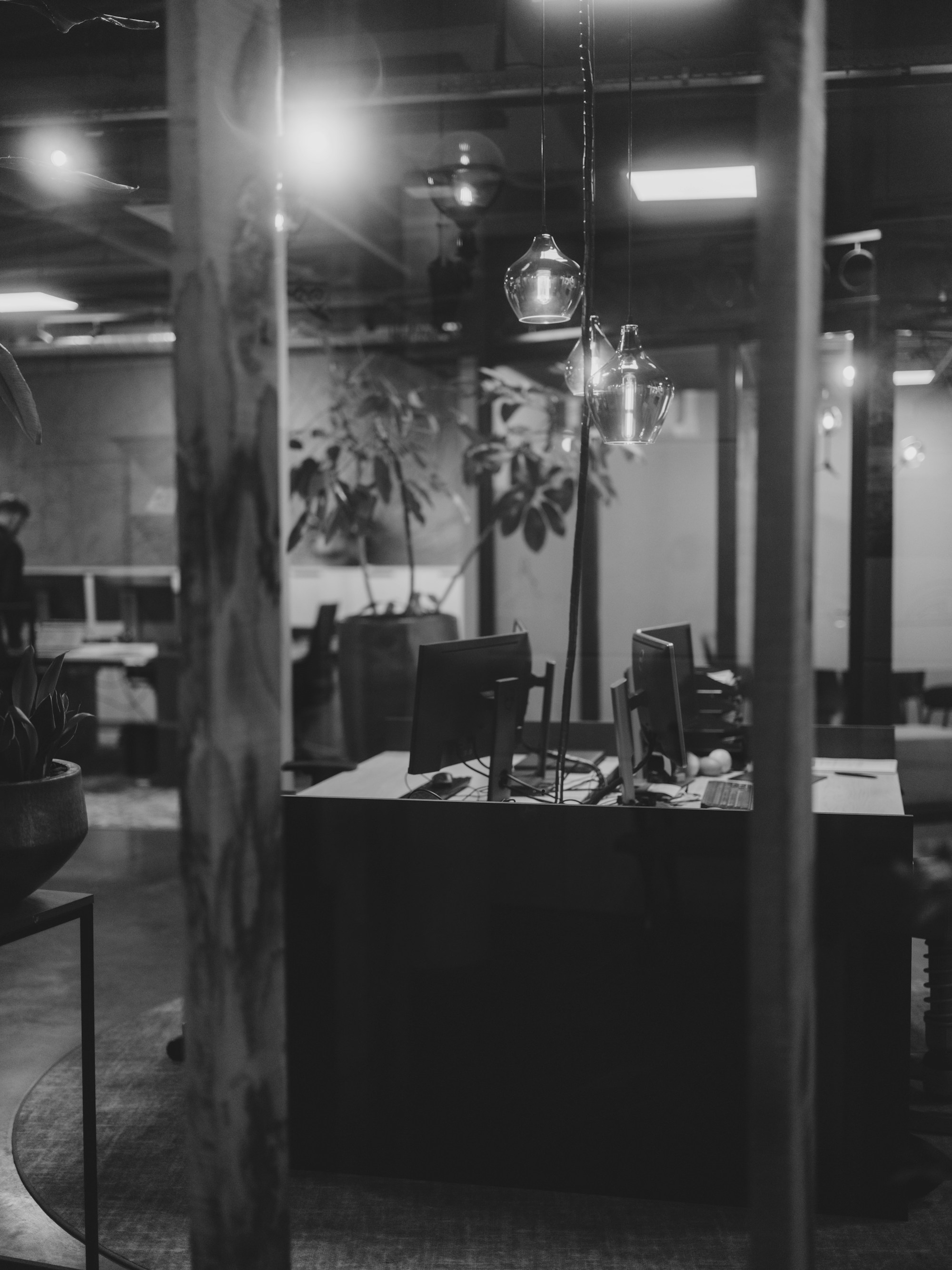 Modern workplace with computers